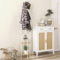 HOMCOM Cabide de Pé com 2 Prateleiras Cabide de Pé para Roupa de Metal com 8 Ganchos Ø34x181 cm Branco(m-2)