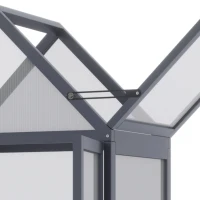 Outsunny Cold Frame Mini Greenhouse 3 Levels Greenhouse Plant Bed with Opening Roof Double Doors Made of Wood Polycarbonate Weatherproof Gray 70.5 x 42 x 132 cm(m-5)