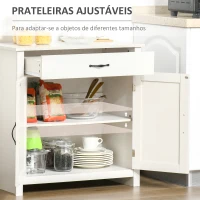 HOMCOM Aparador de Cozinha com 1 Gaveta e Prateleira Interior Ajustável Móvel Auxiliar Decorativo 80x39,7x80 cm Branco(m-5)