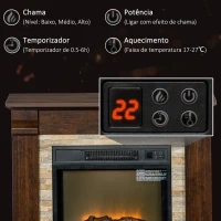 HOMCOM Lareira Elétrica 1800W com Efeito de Chama Realista e Proteção Contra Superaquecimento 80x21,6x67,8 cm Marrom(m-5)