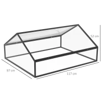 Outsunny Frühbeet Alu Treibhaus Gewächshaus Frühbeetkasten Pflanzenbeet mit Abdeckung Polystyrolplatte wetterfest Schwarz+Transparent 117 x 97 x 52 cm(m-3)