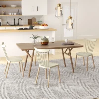 HOMCOM Conjunto de 4 Cadeiras Estilo Nórdico com Encosto Alto e Pés de Madeira de Faia 43x52,5x83cm Bege e Madeira(m-2)