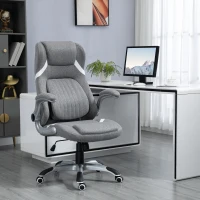 Vinsetto Scaun de Birou Ergonomic din Țesătură Respiranta Efect In, Înălțime Reglabilă, 68x76x109-117cm, Gri(m-2)