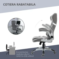 Vinsetto Scaun de Birou Ergonomic din Țesătură Respiranta Efect In, Înălțime Reglabilă, 68x76x109-117cm, Gri(m-7)