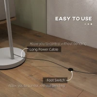 HOMCOM Metal Frame Floor Lamp with 350° Rotating Lampshade, for Living Room and Bedroom, LED Bulb Included, Grey(m-6)