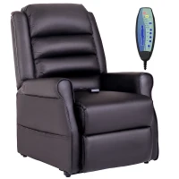 HOMCOM Massagestoel met opstaan hulp, 8 vibratiepunten, inclusief afstandsbediening, donkerbruin(m-1)