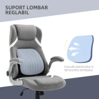 Vinsetto Scaun de Birou Ergonomic din Țesătură Respiranta Efect In, Înălțime Reglabilă, 68x76x109-117cm, Gri(m-6)