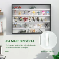 Homcom Panou pentru Colectionari – 5 Etajere, Polite Reglabile Negru(m-6)