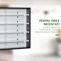 Homcom Panou pentru Colectionari – 5 Etajere, Polite Reglabile Negru(m-5)