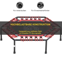 HOMCOM Fitness-Trampolin, Trampolin für Joga, Gartentrampolin, Stahl+Kunststoff, Rot, Ø105 x 26H cm(m-5)