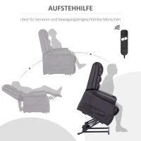 HOMCOM Massagestoel met opstaan hulp, 8 vibratiepunten, inclusief afstandsbediening, donkerbruin(m-4)