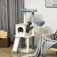 PawHut 114cm Cat Tree for Indoor Cats, with Scratching Posts, hammock, Bed, House(m-2)