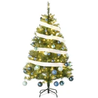 HOMCOM Sapin de Noël artificiel lumineux LED x 160 blanc chaud 8 modes d'éclairages support acier 418 branches 150 cm vert(m-1)