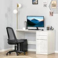 HOMCOM Computer Desk with Drawers, Modern Writing Workstation with Storage Cabinet, PC Study Table for Home, Office, Study, White(m-2)
