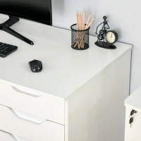 HOMCOM Computer Desk with Drawers, Modern Writing Workstation with Storage Cabinet, PC Study Table for Home, Office, Study, White(m-9)