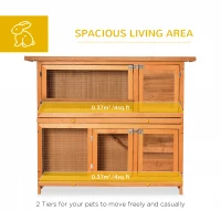 PawHut 48-Inch Large Wooden Pet Rabbit Hutch and Run Hutches Cage Guinea Pig Ferret House Home Double Decker 122 x 48 x 100 cm(m-4)