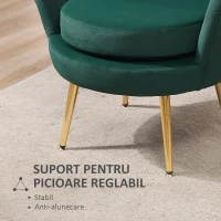 Homcom Fotoliu Vintage – Catifea Verde, Design Elegant Dormitor(m-7)