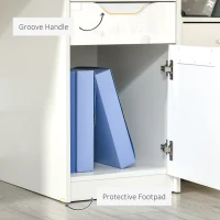 HOMCOM Computer Desk with Drawers, Modern Writing Workstation with Storage Cabinet, PC Study Table for Home, Office, Study, White(m-7)