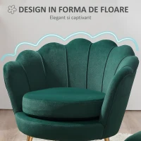 Homcom Fotoliu Vintage – Catifea Verde, Design Elegant Dormitor(m-4)