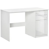 HOMCOM Computer Desk with Drawers, Modern Writing Workstation with Storage Cabinet, PC Study Table for Home, Office, Study, White(m-1)