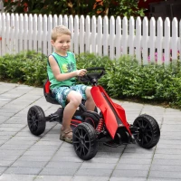HOMCOM Kids Pedal Go Kart, with Adjustable Seat, EVA Wheels, Seat, Handbrake - Red(m-2)