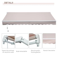 Outsunny Perdea Parasolara retractabila pentru Extern Impermeabil(m-7)