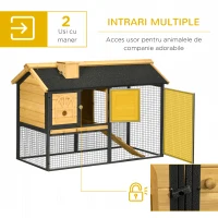 PawHut Cusca de Exterior pentru Iepuri, Cusca cu Tava Detasabila, Curte, Rampa, Casa pentru Animale Mici(m-5)