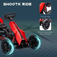 HOMCOM Kids Pedal Go Kart, with Adjustable Seat, EVA Wheels, Seat, Handbrake - Red(m-6)