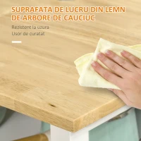 HOMCOM Insula Bucatarie 120×76×91,5 cm – Blat Pliabil, Lemn & Otel(m-8)