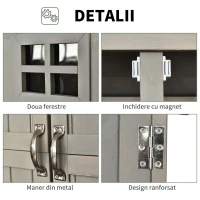 Outsunny Sopron Lemn 127,5×50×164 cm – Casuta Gradina cu Polite si Usi Duble(m-7)