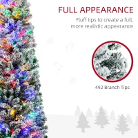 HOMCOM 6' Artificial Prelit Christmas Trees Holiday Décor with Colourful LED Lights, Flocked Tips, Berry, Pine Cone(m-6)