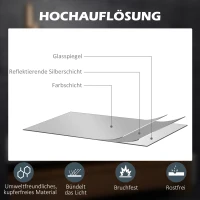 kleankin LED-badkamerspiegel met 3x vergroting, aanraakfunctie, geheugenfunctie, beslaan niet, 80 x 60 cm(m-8)