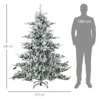 HOMCOM Kerstboom, Kunstspar, 1,80 m groot, weelderige vorm, levensecht uiterlijk, sneeuwbedekte takken, dennenappels(m-3)