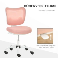 Vinsetto Bürostuhl Drehstuhl Bürosessel ohne Armlehnen Höhenverstellbar Schaumstoff ABS Metall Weiß+Rosa 46 x 51 x 78-87,5 cm(m-4)