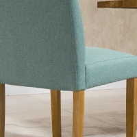 HOMCOM eetkamerstoelen set van 2 met gestoffeerde zitting stoel gestoffeerde stoel linnen-polyesterweefsel schuimstof rubberhout groen 50 x 62 x 96 cm(m-7)