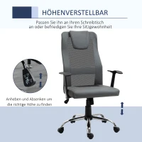 Vinsetto Bürostuhl Drehstuhl höhenverstellbar Chefsessel Schreibtischstuhl ergonomisch Kunstleder Grau 66 x 73 x 108-118 cm(m-4)