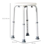 HOMCOM Banco de Duche Banco de Segurança para Duche com Altura Ajustável 32,2x41x35,5-54cm Branco(m-3)