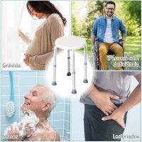 HOMCOM Banco de Duche Banco de Segurança para Duche com Altura Ajustável 32,2x41x35,5-54cm Branco(m-7)