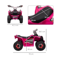 HOMCOM 6V Quad Bike with Wear-Resistant Wheels, Forward Backward Function, for Ages 18-36 Months, Pink(m-3)
