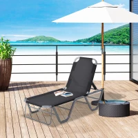Outsunny Espreguiçadeira de Jardim com Encosto Ajustável em 5 Posições de Alumínio e Textilene Exterior 163x58,5x91 cm Preto(m-2)