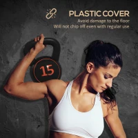 SPORTNOW Three-Piece Kettlebell Set, 5lbs, 10lbs, 15lbs with Storage Tray(m-6)