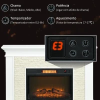 HOMCOM Lareira Elétrica 1800W com Efeito de Chama Temporizador Semanal e Proteção Contra Superaquecimento 120x24x80 cm Branco(m-5)