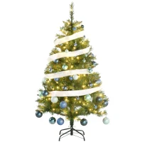 HOMCOM Sapin de Noël artificiel lumineux LED x 160 blanc chaud 8 modes d'éclairages support acier 418 branches 150 cm vert(m-10)