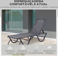 Outsunny Espreguiçadeira de Jardim com Encosto Ajustável em 5 Posições de Alumínio e Textilene Exterior 163x58,5x91 cm Cinza(m-4)