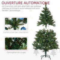 HOMCOM Sapin de Noël artificiel lumineux LED x 160 blanc chaud 8 modes d'éclairages support acier 418 branches 150 cm vert(m-8)