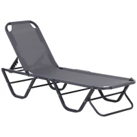 Outsunny Espreguiçadeira de Jardim com Encosto Ajustável em 5 Posições de Alumínio e Textilene Exterior 163x58,5x91 cm Cinza(m-1)