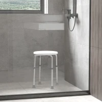 HOMCOM Banco de Duche Banco de Segurança para Duche com Altura Ajustável 32,2x41x35,5-54cm Branco(m-2)