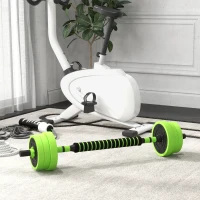 SPORTNOW 20kg Four-In-One Adjustable Weight Dumbbells Set, Barbell, Kettlebell, Push Up Stand - Green(m-2)