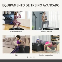 HOMCOM Caixa Pliometria com Fecho de Correr Caixa de Salto com 3 Diferentes Alturas Carga Máxima 120 kg 75x51x61 cm Preto(m-4)