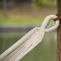 Outsunny Rede Suspensa de Algodão 290x150 cm Carga 150 kg Portátil Individual com Bolsa de Transporte Multicolor(m-7)